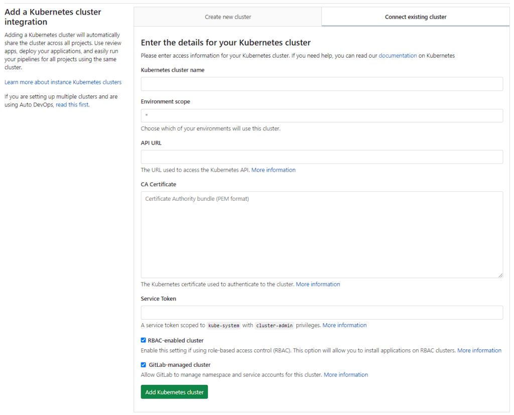 GitLab Add Kubernetes